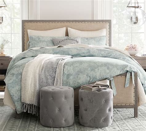 Brigette Print Floral Duvet Cover Sham Gray Pottery Barn