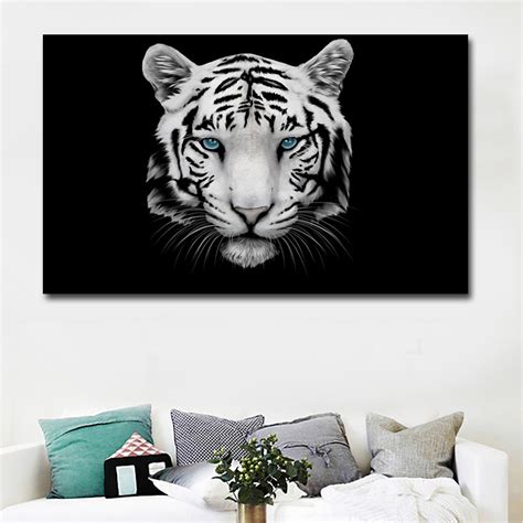 Hd Prints Black And White Animal Art Tiger Head Wall Pictures For