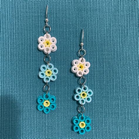 Perler Bead Flower Earrings Etsy