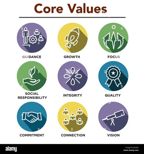 Company Core Values Outline Icons For Websites Or Infographics Stock