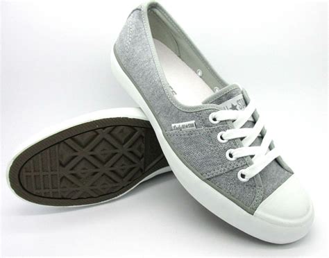 New Converse Ct Lady Ballerina Ox Grey Textile Trainers 533065c