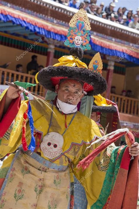 Tibetan Buddhist Lamas Perform A Ritual Tsam Dance Hemis Monastery