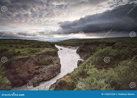 Hvita River Iceland Stock Photo Image Of Grass Lava 135257220