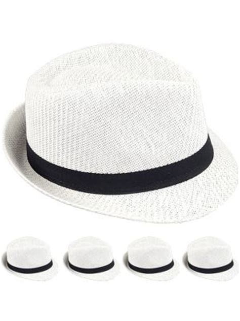 12 Pack White Fedora Gangster Cuban Tweed Adult Size