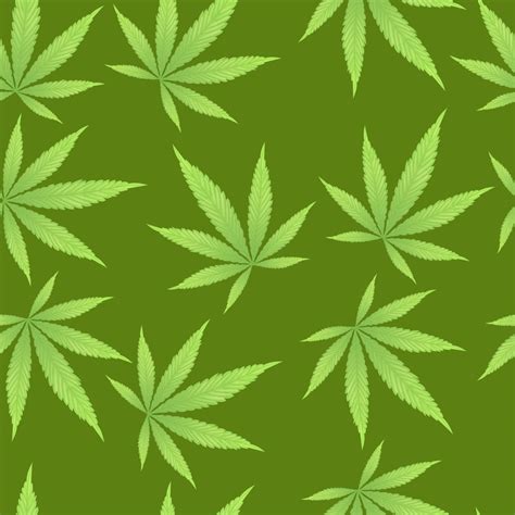 Cannabis Leaves On Green Background Seamless Pattern Green Cannabis