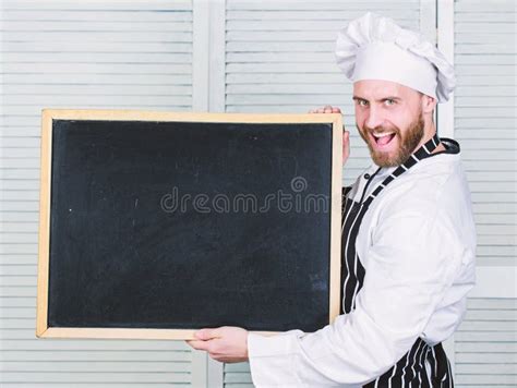 Training Professional Chefs Man Holding Empty Blackboard Master Cook
