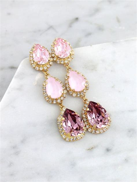 Sapphire Earrings Pink Earrings Bridal Earrings Wedding Jewelry