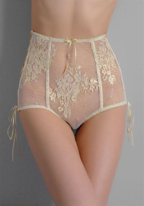 Sheer With Lace And Ribbon Bridal Lingerie High Waisted Panty Lo