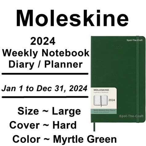 Moleskine 2024 Weekly Notebook Planner Large Hard Cover Myrtle Green 2713 Picclick Ca