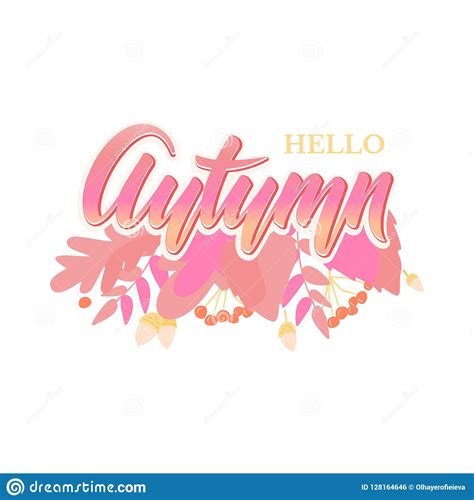 Trendy And Elegant Autumn Background With Lettering Hello