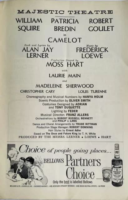 Camelot Broadway Playbill Jun 1962 Robert Goulet William Squire