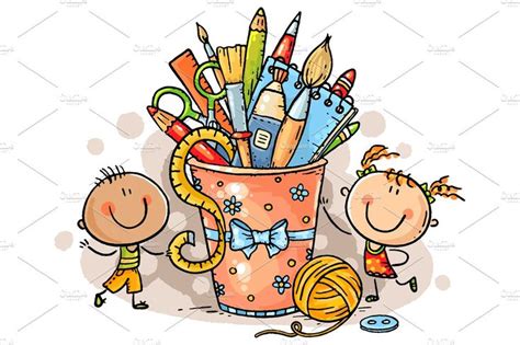 Creative Kids With Crafting Tools Cartoon Clip Art Creative Kids