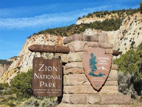 Zion National Park Sign Stock Photo Image Of Park Scenic 2046304