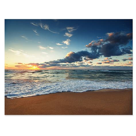 Designart Sunrise And Glowing Waves In Ocean Seascape Canvas Art