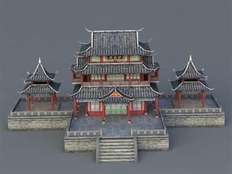 Ancient Chinese Architecture 3d Model 3ds Max Files Free Download Cadnav