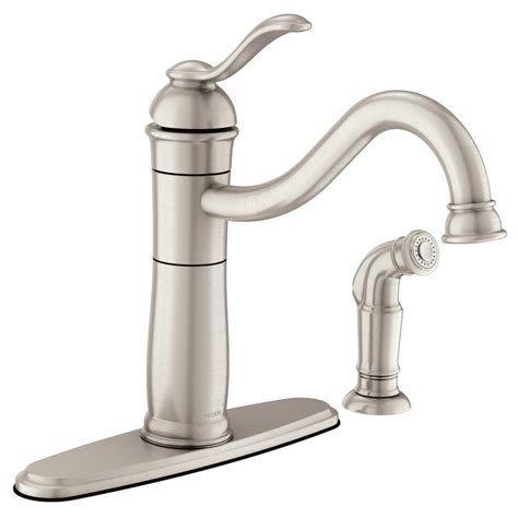 Moen Walden Single Handle Standard Kitchen Faucet With Side Sprayer In Spot Resist Stainless