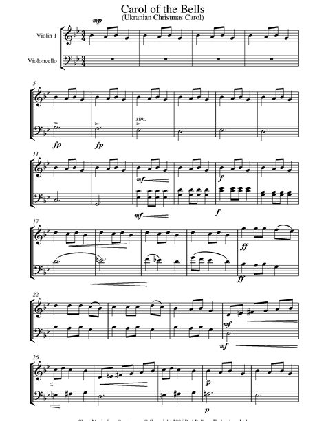 67%(3)67% found this document useful (3 votes). Carol of the bells sheet music for Violin-Cello Duet ...