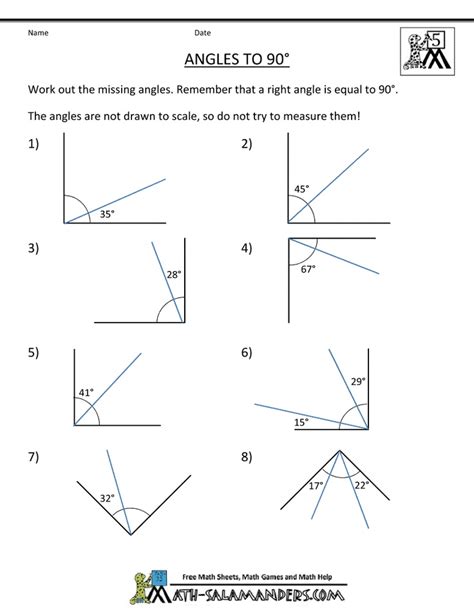 Finding Missing Angles Worksheet Answers 4th Grade Workssheet List