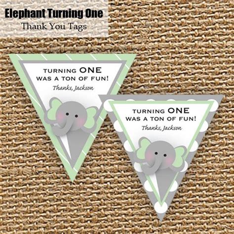 All of our printable tags are instant downloads, so all you have to do is print them on card stock, trim them following the thank your baby shower guests for coming with these gorgeous editable favor tags with burgundy flowers. Printable Elephant Thank You Tags First Birthday Boy Baby by Quax | Diy favor tags, Thank you ...
