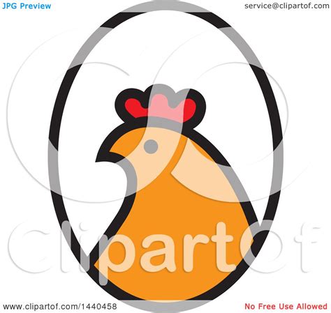 Clipart Of A Hen Head In Profile In An Oval Royalty Free Vector
