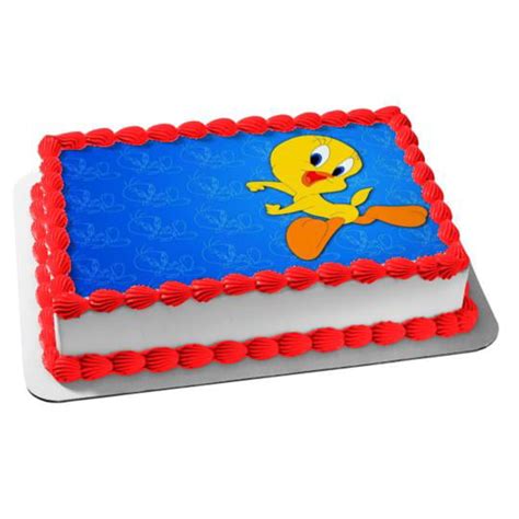 Looney Tunes Tweety Bird Blue Background Edible Cake Topper Image