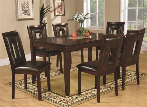 Modern methods of manufacturing leather chairs allow products to acquire a creative look, not forgetting about original shapes and different colors. Deep Espresso Finish Modern 7Pc Dining Set w/Faux Leather ...