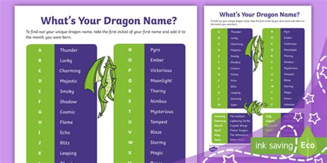 Whats Your Dragon Name Activity Teacher Made