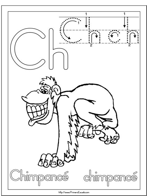 Ficha Letra Ch Chimpance Imagenes Educativas