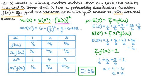 Question Video Calculating The Variance Of A Discrete Random Variable