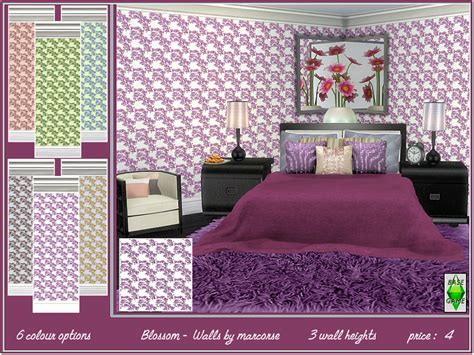 The Sims Resource Blossom Walls By Marcorse