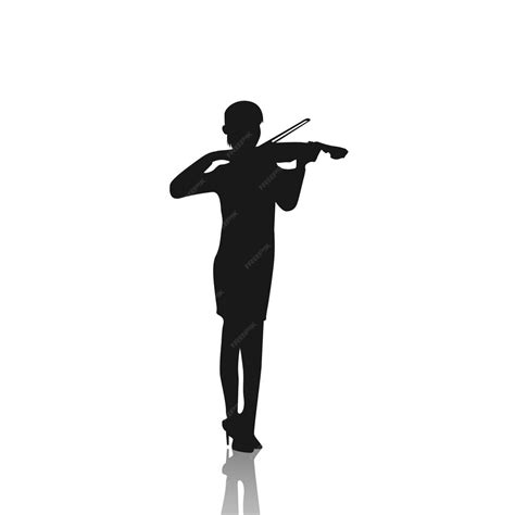 Violinista Silueta Vectorial Aislada Músico De Pie Y Tocando El Violín