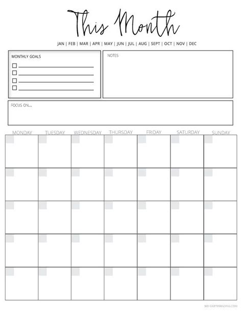 Free Undated Monthly Planner Printable Free Download Undated