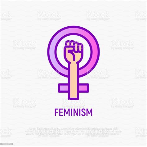 Feminism Thin Line Icon Girl Power Symbol Modern Vector Illustration