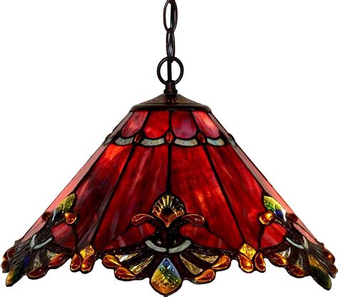 Bieye L30059 Baroque Tiffany Style Stained Glass Ceiling Pendant Light With 17 Inches Wide