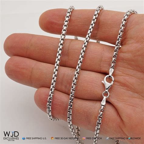 Solid 925 Sterling Silver 3mm Round Box Chain Necklace 22″ 30″ Wjd
