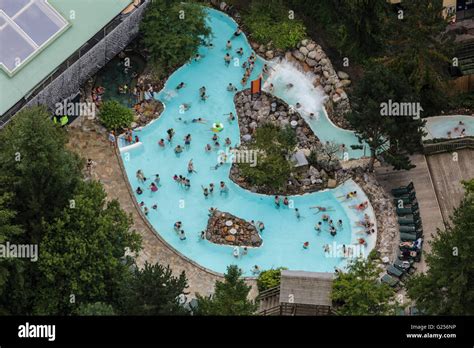 An Aerial View Of An Outdoor Pool At A Leisure Resort Stock Photo Alamy