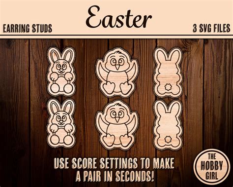 Easter Earring Stud SVG File SET OF 3/use Score for Fast Cut/ - Etsy