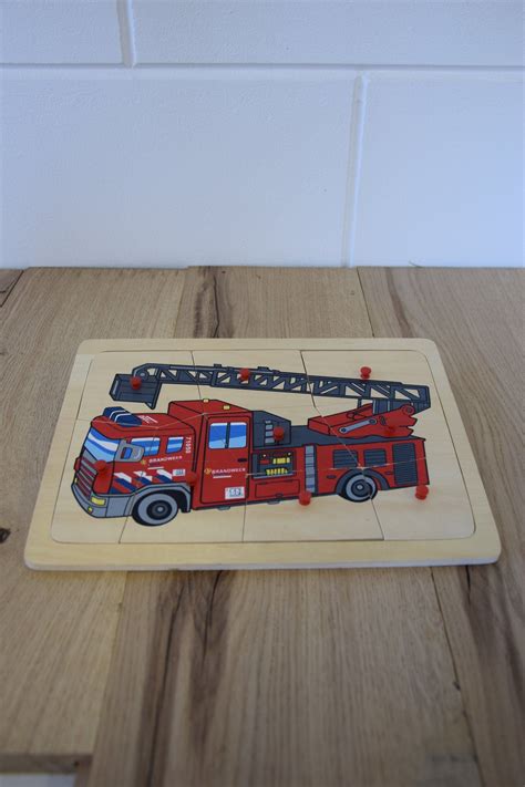 These may have smaller pieces which can become a hazard by them choking, or are. Vintage Wooden Firefighting truck Puzzle, 9 piece jigsaw ...