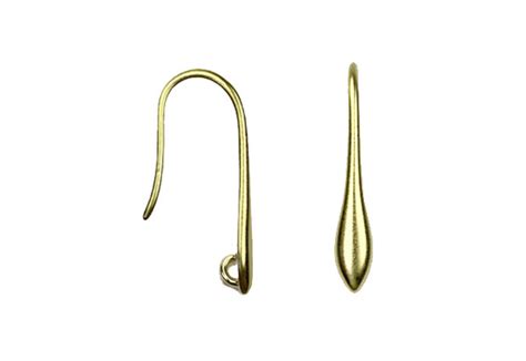 Small Pendulum Marquise With Loop Hook Earrings Satin 14kt Gold