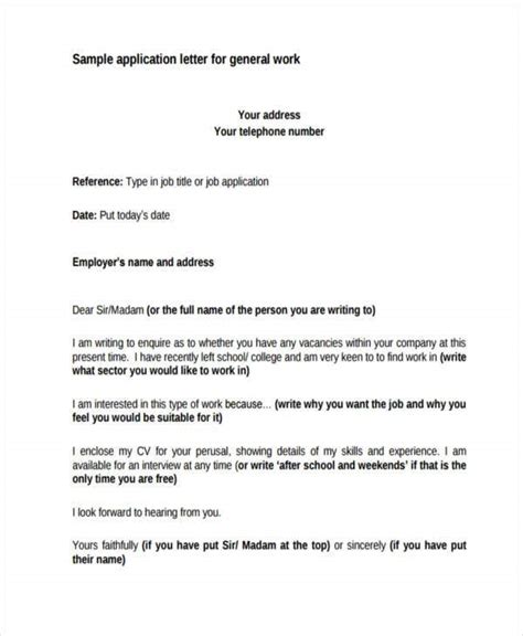Tips for writing job application letter for employment. 21+ Sample Work Application Letters | Free & Premium Templates
