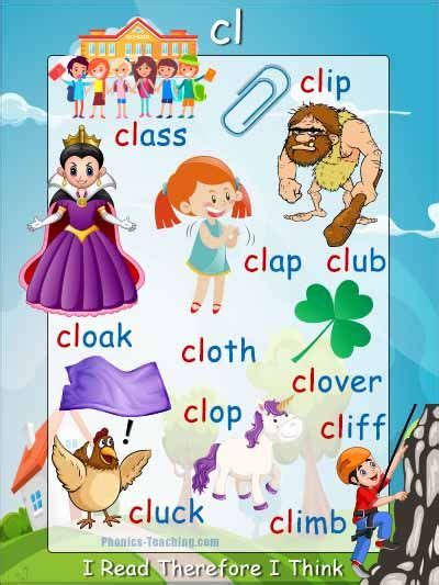 Cl Initial Blend Words Poster Free Printable Ideal For Classroom Books And Phonics Lessons