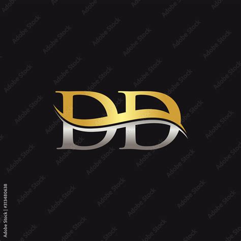 Vecteur Stock Initial Gold And Silver Letter Dd Logo Design With Black