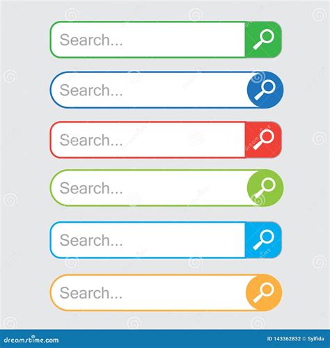 Colored Set Of Search Bars Template For Internet Searching Web Search