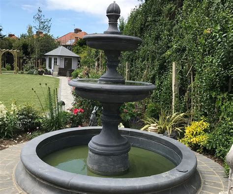 2 Tiered Edwardian Fountain, Medium Cambridge Double Pool Surround - Stone Garden Fountains ...