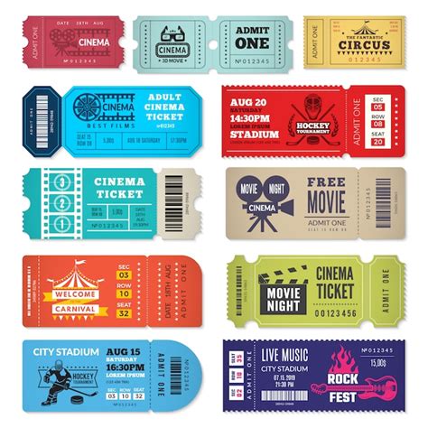 Tickets Template Events Entrance Tickets In Cinema Theater Circus Show