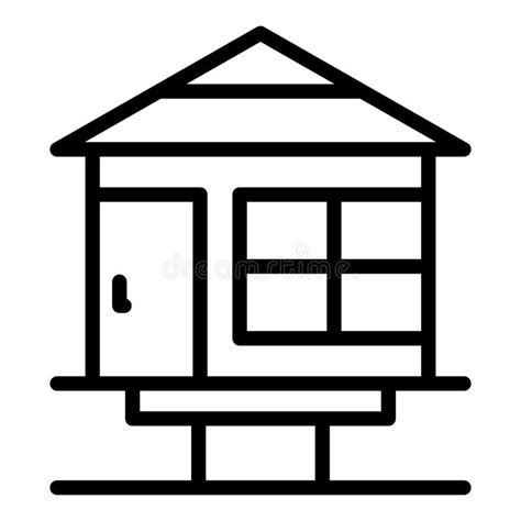 Beach Home Icon Outline Vector Cabin House Stock Vector Illustration