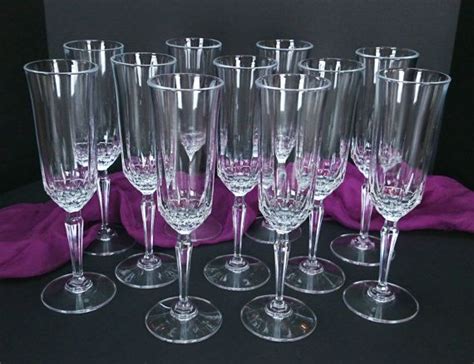 Lead Crystal Glassware Tall Champagne Flutes Large By Vintnoggin Crystal Glassware Vintage