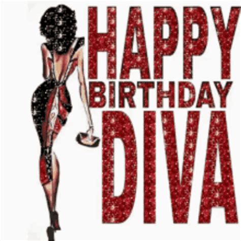 Happy Birthday Diva Sparkling Woman Turned Back 