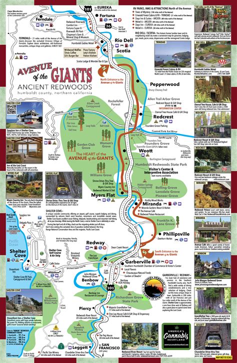 Travel Map Humboldt County Ca Avenue Of The Giants Avenue Of The