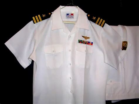 Us Navy Officer White Uniform Top Gun Aviator Pilot Wings Xlarge Shirt